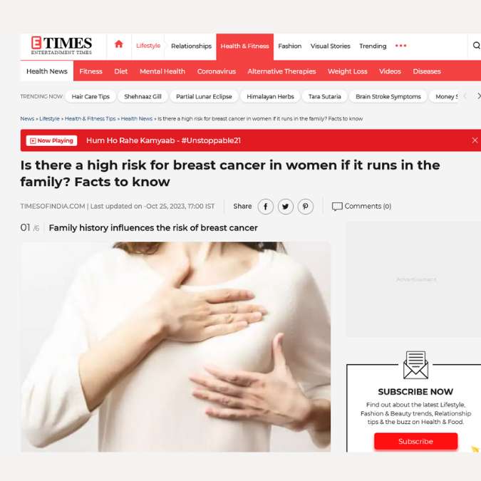 Is there a high risk for breast cancer in women if it runs in the family